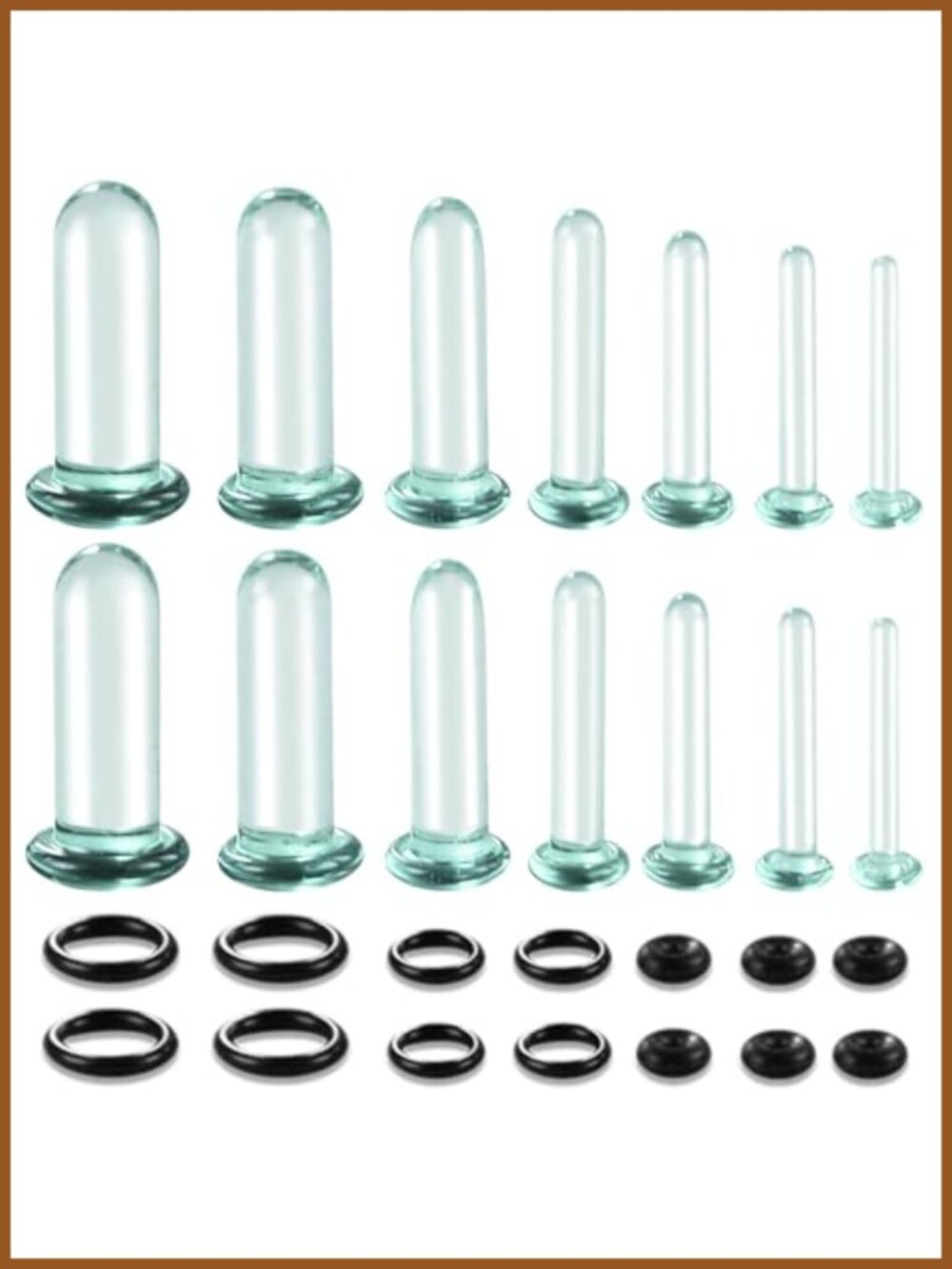 14G-00G Glass Ear Stretching Kit Single Flare Glass Plugs for Ears